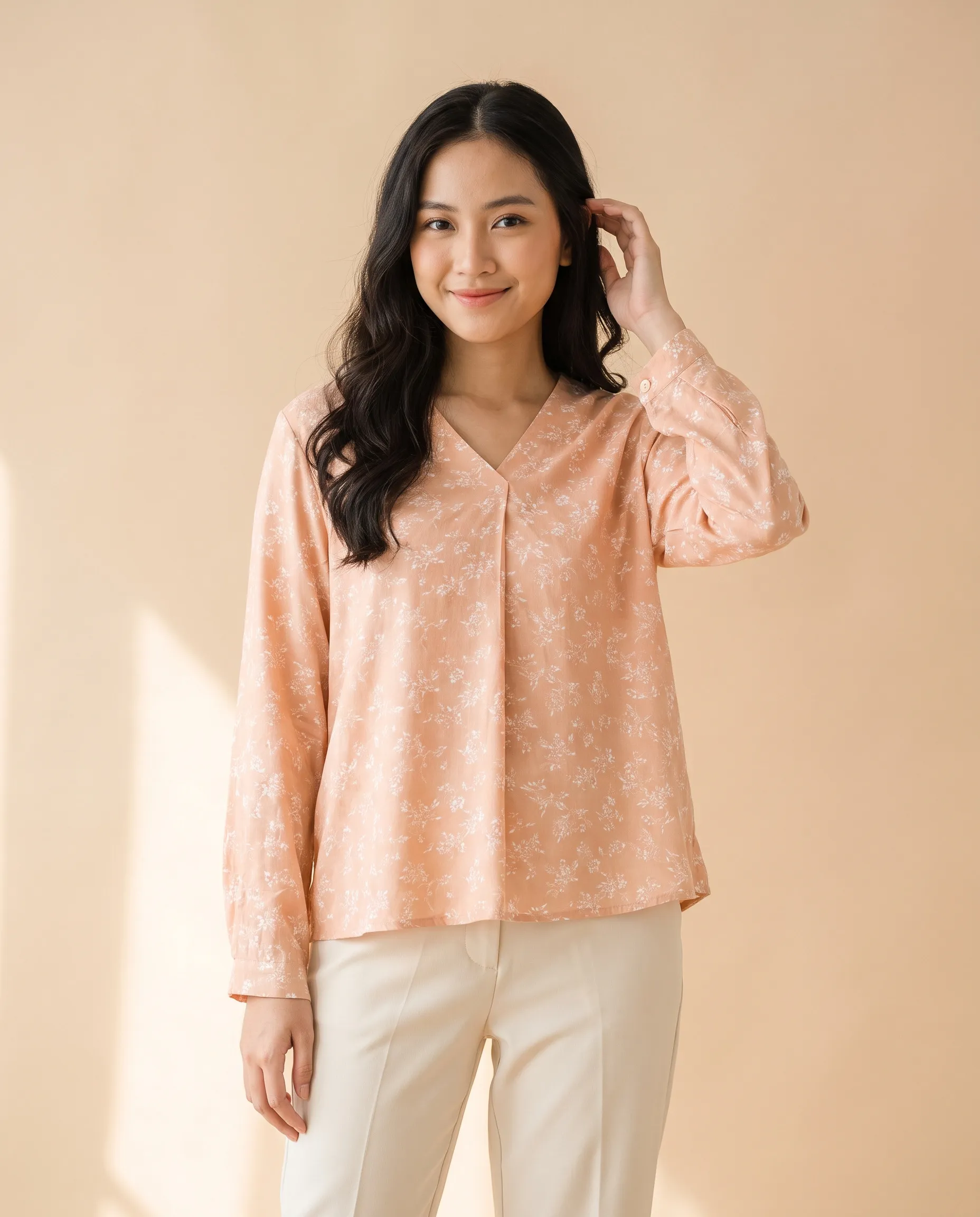 Blus Laras warna Bunga Peach