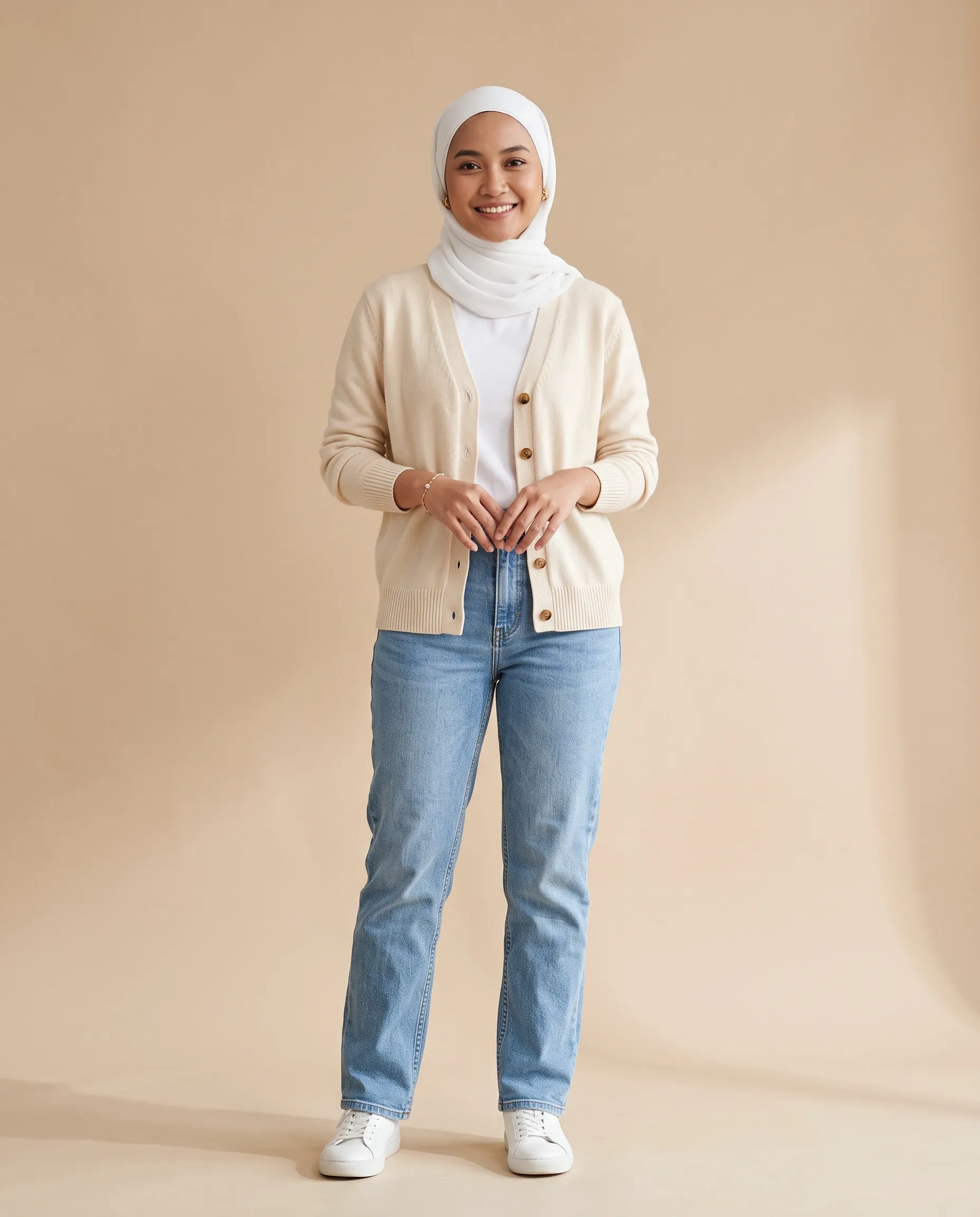 Kardigan Mira warna Krem