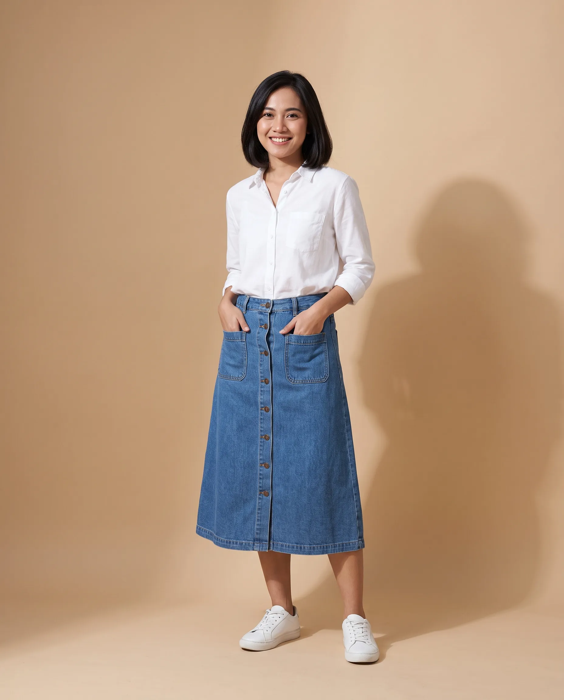 Rok Denim Sari warna Biru Denim