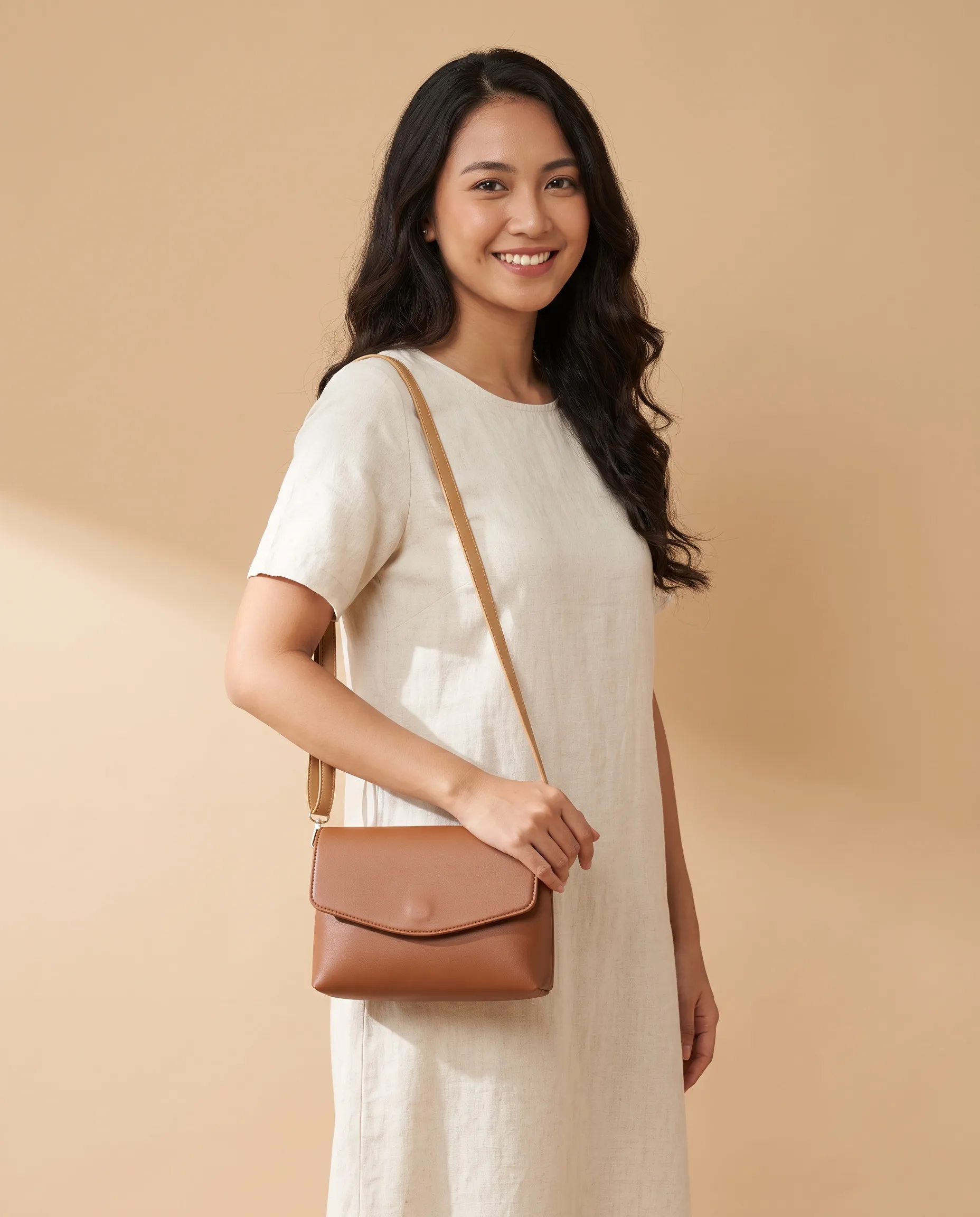 Tas Selempang Lila warna Cokelat